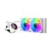 TS4 240 WH AIO CPU cooler with white radiator and two RGB fans, featuring an LCD pump head for temp monitoring.