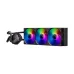 TS4 360 AIO CPU cooler with three RGB fans and an LCD display on the pump head for PC temperature monitoring.