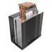 Rear angled view of Antec F400 ARGB CPU Air Cooler highlighting aluminum fins and heat pipes.