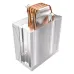 Rear angled view of Antec F400 ARGB CPU Air Cooler highlighting aluminum fins and heat pipes.