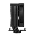 Side view of the DeepCool AG400 BK ARGB V2 CPU cooler, showing the thin black fins, heatpipes, and side of the fan.