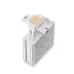 Angled view of the white heatsink tower of the DeepCool AG400 WH ARGB V2 CPU cooler, showing four white heat pipes and mounting hardware.