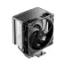 Front angled view of Deepcool AG600 Single Tower 120mm CPU Cooler showing mounted fan and heatsink with visible heat pipe design