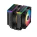 The DeepCool AG620 BK ARGB V2 CPU Air Cooler has dual black heatsinks and ARGB fans that create a vibrant rainbow lighting effect.