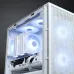 DeepCool AG620 WH ARGB V2 CPU cooler installed in a white PC case, glowing with cool blue lighting.
