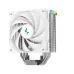 Angled front shot of the DeepCool AK400 DIGITAL SE WH CPU Cooler with heat pipes and RGB accent on top corner.
