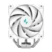 Front view of the DeepCool AK400 DIGITAL SE WH CPU Cooler showing curved fan blades and vertical aluminum fin stack.