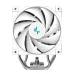 Front view of the DeepCool AK500S DIGITAL SE WH CPU Cooler showing curved fan blades and vertical aluminum fin stack.