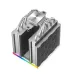 Angled top view of the DeepCool AK620 DIGITAL SE WH CPU Cooler showing vertical fins and RGB lighting strip.