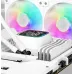 DeepCool LD240 WH CPU cooler in white, featuring an illuminated water block with a temperature display and ARGB fans.