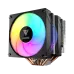 Three-quarter view of the Gamdias BOREAS M1-620 CPU air cooler, featuring a large rainbow ARGB fan and visible copper heat pipes.