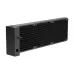 Front view of Gamdias CHIONE E4-360 V2 CPU Cooler radiator with dense fins and coolant inlet-outlet fittings.
