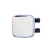 IOTA-L36-WH CPU cooler pump block showing digital temperature display and RGB lighting