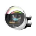 Ocy­pus Sigma L24 WH ARGB CPU cooler pump block with LCD temperature display and RGB lighting.