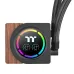 Side view of Thermaltake LB360-S ARGB Sync CPU Cooler with braided tubes and RGB-lit circular display.