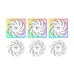 Set of Thermaltake MAGCurve 360 Ultra ARGB Sync Snow CPU Cooler RGB fans arranged in rows with vibrant gradient lighting.