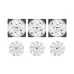 Set of Thermaltake MAGFloe 360 Ultra ARGB Sync CPU Cooler fans arranged in rows with white blades and logo hubs.