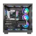 Interior gaming PC build featuring Thermaltake MAGFloe 360 Ultra ARGB Sync CPU Cooler with RGB fans and GPU.