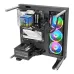 Open-frame desktop build with Thermaltake MINECUBE 360 Ultra ARGB Sync CPU Cooler and RGB fans installed.