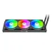 Top viewpoint of the Thermaltake TH360-S V3 ARGB Sync CPU Cooler showcasing three glowing fans on its radiator.