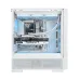 Front-facing viewpoint of the Thermaltake TH360 V3 Ultra ARGB Sync CPU Cooler Snow installed inside a white PC build.