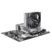 Motherboard view with Thermaltake UX400 CPU Cooler installed, highlighting fan, heatsink, and RAM slots.
