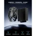 Angled view of upHere H45K6 CPU Cooler with black heatsink, cooling fan, and airflow performance specs.