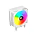 GLACIO-X200W CPU cooler with a white heatsink, large RGB fan, and sturdy mounting brackets for efficient cooling.