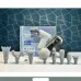 Front display view of LM-130 Light Age Fascia Massage Gun with multiple interchangeable massage heads arranged on stand