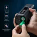 Close-up of hands inserting battery into the Ulanzi FM01 Fog Machine, highlighting display, buttons, and charging features.