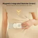 Front view of waist massage belt with control panel attached showing magnetic remote operation feature