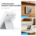 Side view of thermometer showing adjustable stand with multiple placement options for desk and wall use