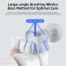 Close view of VK13 electric toothbrush head showing wide angle bristle motion for deep cleaning