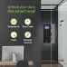 Office view of NGTeco SL04-GL40N Smart Door Lock on glass door with keypad, fingerprint scanner, and multiple unlock options.