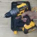 Handheld view of Tolsen 87254 Cordless Drill Machine above molded case showing brushless design and MP 20V battery.
