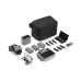 Top-down view of DJI Mini 5 Pro showing folded drone, controller, batteries, and accessories neatly arranged.