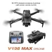 Black V198 MAX drone shown in flight, folded, and with its screen remote.