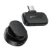 Acefast R7 wireless microphone transmitter with back clip next to the USB-C receiver featuring brand logo.