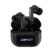 Acefast W6 TWS black charging case with integrated digital display screen being charged via a USB-C cable.