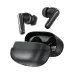 Pair of black Acefast W8 TWS wireless earbuds floating above an open matte black charging case, front view.