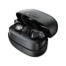 Acefast W8 TWS black wireless earbuds seated inside an open matte black charging case, front view perspective.