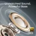 Close-up of Anker Soundcore AeroClip speaker components showing diaphragms and metallic rings for powerful bass.