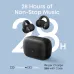 Anker Soundcore C50i earbuds with charging case on light blue background showing 28-hour battery life details.