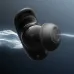 Lifestyle view of Anker Soundcore Liberty 5 Pro earbud floating above a wave-inspired background.