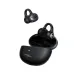 A pair of black Baseus Inspire XC1 wireless sport earbuds with ear hooks, floating above their open charging case.
