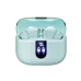 Front view of open Frosted Mint boAt Airdopes 181 Pro charging case with earbuds inside, showing the digital battery display.