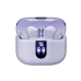 Front view of open Lilac Serenity boAt Airdopes 181 Pro charging case with earbuds inside, showing the digital battery display.