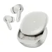 The white boAt Airdopes Prime 413 charging case is open, with the two white stem-style earbuds floating above it.