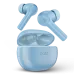 Light blue boAt Airdopes Supreme 413 earbuds and open charging case, floating on a dark background.