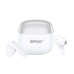 Front view of BWOO BO-BW41 Earbuds in white case with earbuds placed outside showing compact charging design